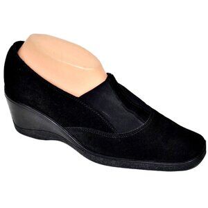 Aquatalia by Marvin K Black Stretch Suede Womens Shoes Pumps Wedges Size 9 EUC